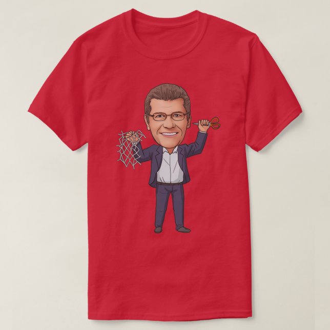 Camiseta Geno Auriemma cortando a rede (Frente do Design)
