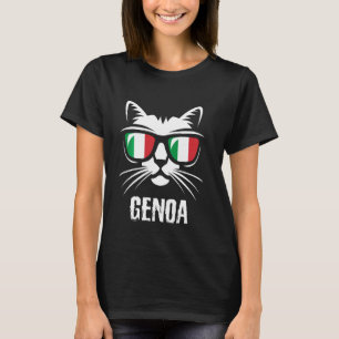 Camiseta Gênova Itália Gato Divertido Bandeira Italiana