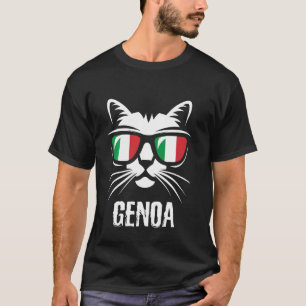 Camiseta Gênova Itália Gato Divertido Bandeira Italiana
