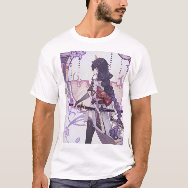 Camiseta Genshin impact Baal folhas de sakura (Frente)