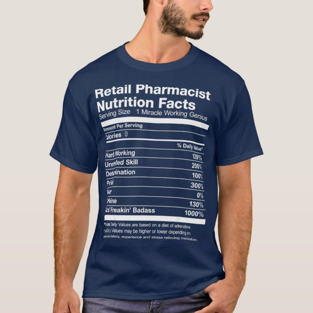 Camiseta Gente de varejo Fatos Nutricionais Engraçados (Frente)