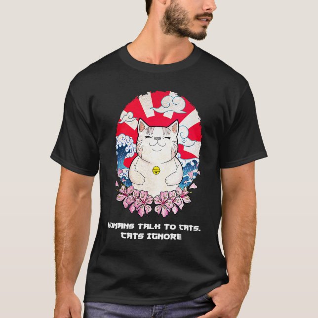 Camiseta Gente fala com Gatos Gato Gato Gato Gato Gato Mãe (Frente)
