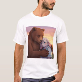 Camiseta Gentil conforto: Um urso e um Rabbit se abraçam