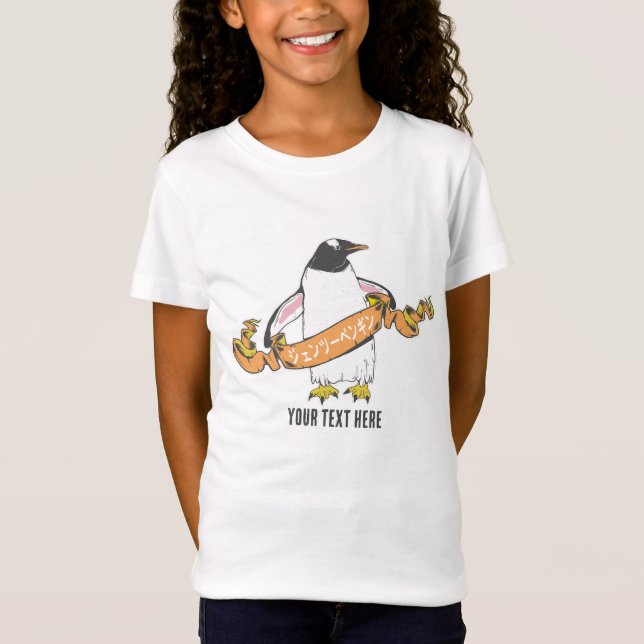 Camiseta Gentoo penguin Japonês escrevendo Kanji (Frente)