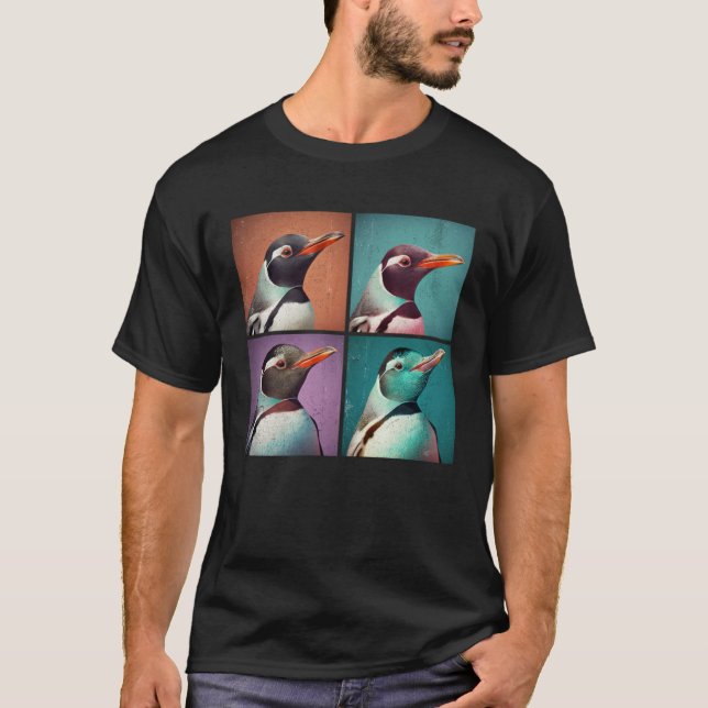 Camiseta Gentoo Penguin Pop Illustration Colorful Animal (Frente)