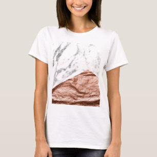 Camiseta Geo cor-de-rosa do mármore da folha de ouro