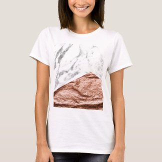 Camiseta Geo cor-de-rosa do mármore da folha de ouro