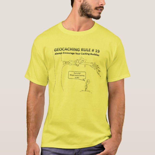 Camiseta Geocaching DNF - Acima de uma árvore (Frente)