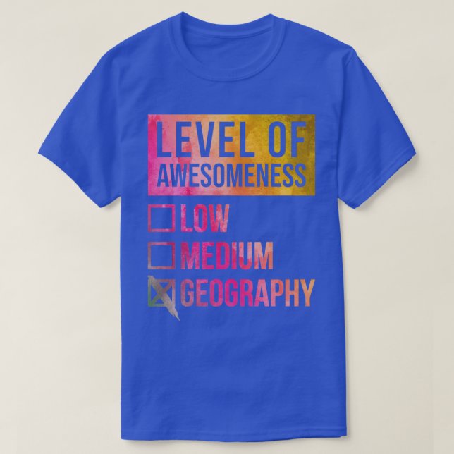 Camiseta Geografia Engraçada Nível de Arte Geográfico em Wa (Frente do Design)