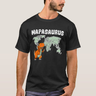 Camiseta Geógrafo do Mundo Mapa Rex Dinossaur