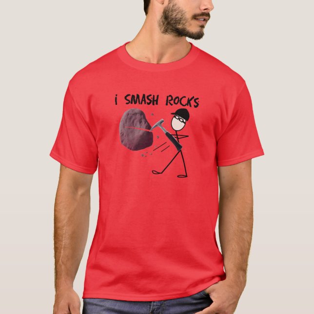 Camiseta Geólogo Stickman "que eu a quebra balanço " (Frente)