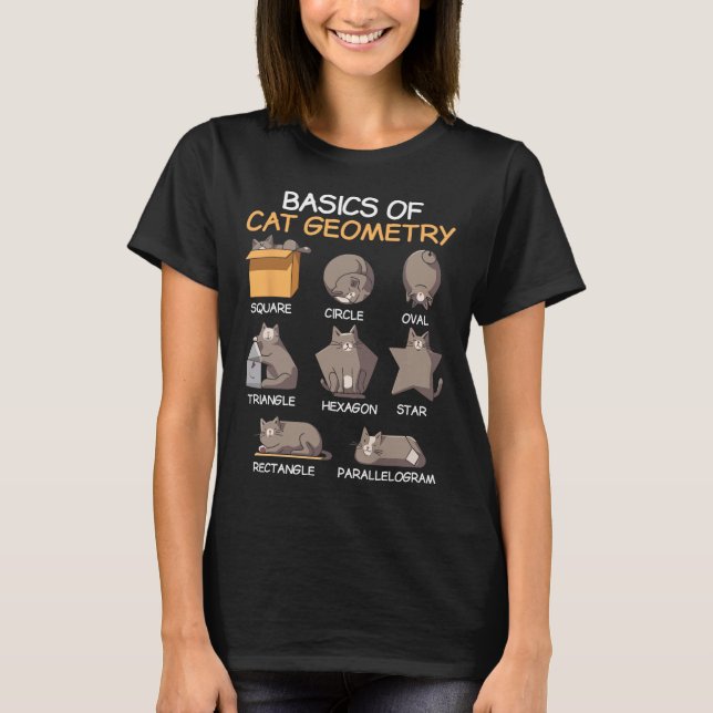 Camiseta Geometria de Gato Matemática Presentes Engraçados  (Frente)