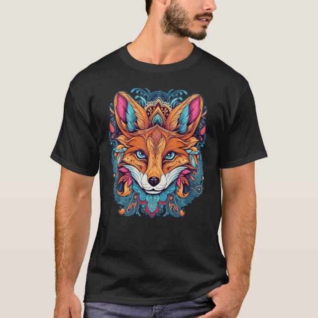 Camiseta Geometria Fox Mandala Art (Frente)
