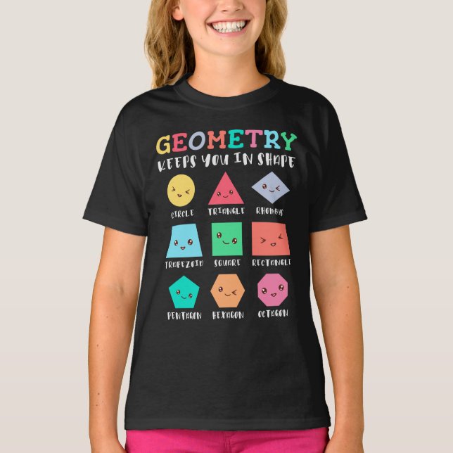 Camiseta Geometria mantém você em forma, formas geométricas (Frente)