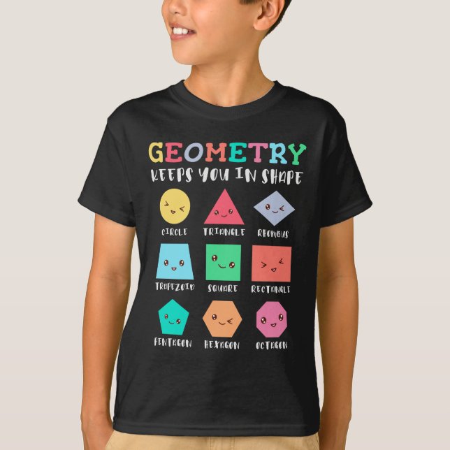 Camiseta Geometria mantém você em forma, formas geométricas (Frente)