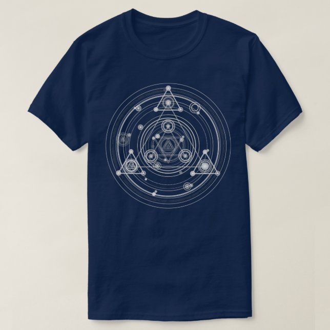 Camiseta Geometria sagrada, arte geométrica negra e branca (Frente do Design)