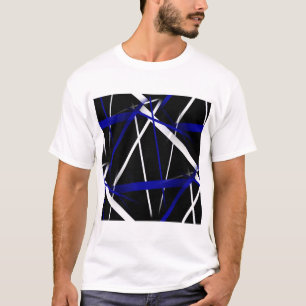 Camiseta Geometria Urbana Preto Branco Azul Real