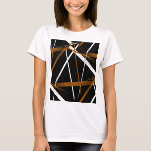 Camiseta Geometria Urbana Preto Branco Siena-Marrom