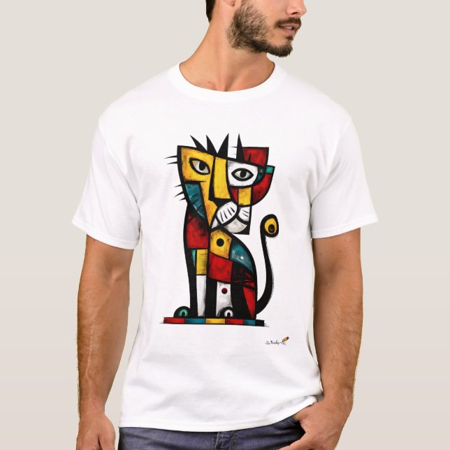 Camiseta Geometric Abstract Expressionist Tiger Modern Art  (Frente)