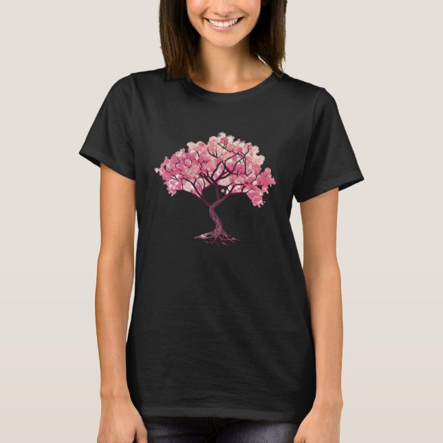 Camiseta Geometric Blossoming Spirit Cherry Blossom Tree of (Frente)