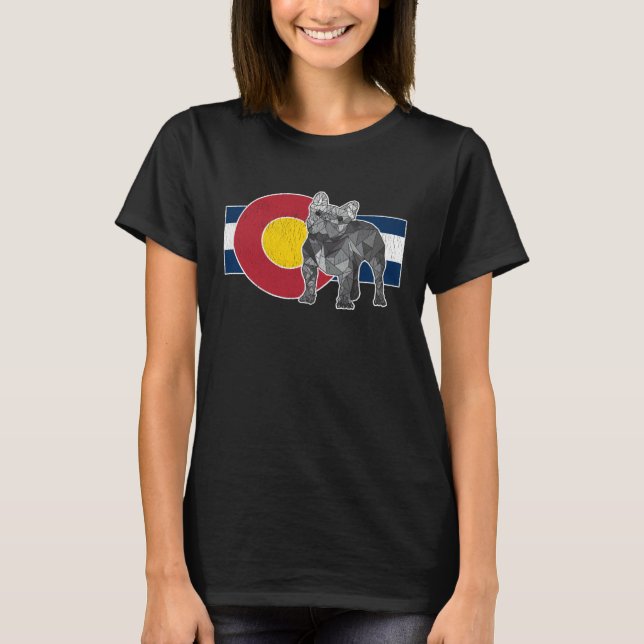 Camiseta Geometric French Bulldog Colorado Flag  Frenchie (Frente)