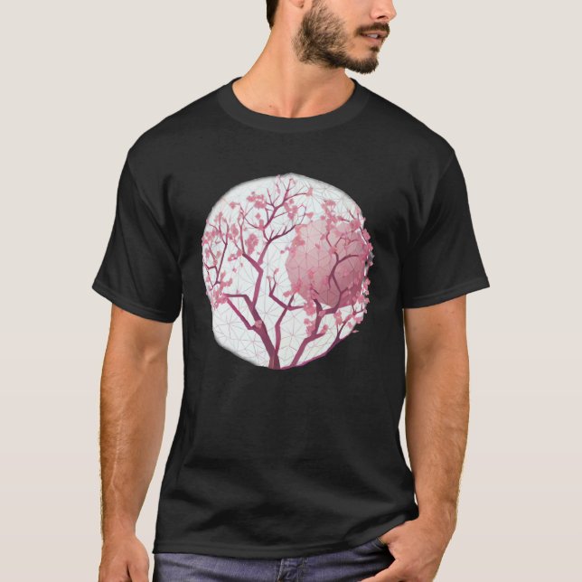 Camiseta Geometric Globe with cherry blossom tree of life S (Frente)