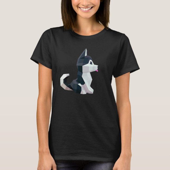 Camiseta Geometric Graphic Animal  Siberian Husky Puppy Dog (Frente)