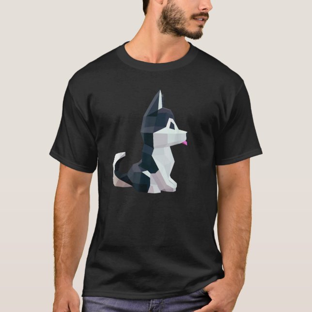 Camiseta Geometric Graphic Animal  Siberian Husky Puppy Dog (Frente)