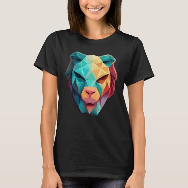 Camiseta Geometric Lion Polygon Low Poly Lions Face 1 (Frente)