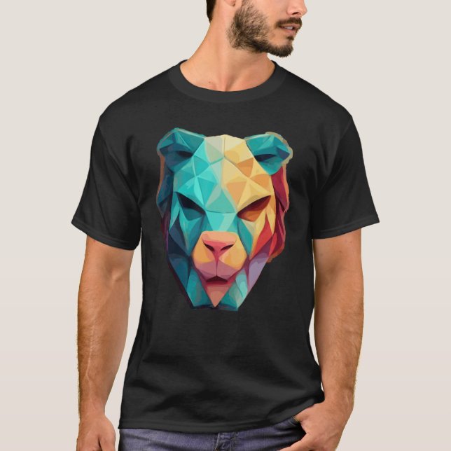 Camiseta Geometric Lion Polygon Low Poly Lions Face 1 (Frente)