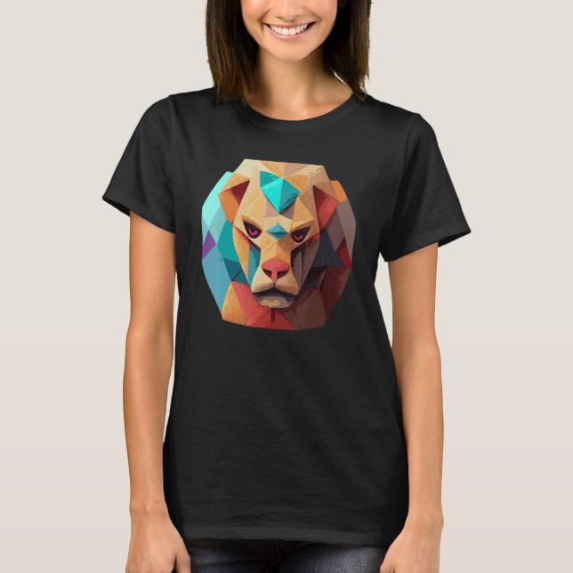 Camiseta Geometric Lion Polygon Low Poly Lions Face 2 (Frente)