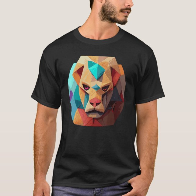 Camiseta Geometric Lion Polygon Low Poly Lions Face 2 (Frente)