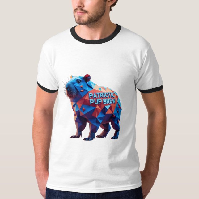 Camiseta Geometric 'Patriotic Pup Brew' Futuristic Tee (Frente)