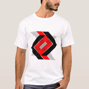 Camiseta Geométrico azul cinza vermelho preto personalizado
