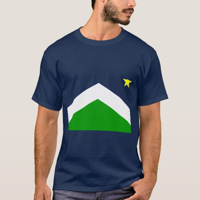 Camiseta Geométrico Azul e Verdes Sentando o Alasca Sinaliz (Frente)