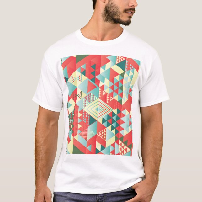 Camiseta Geométrico decorativo, abstrato, elementos de colh (Frente)