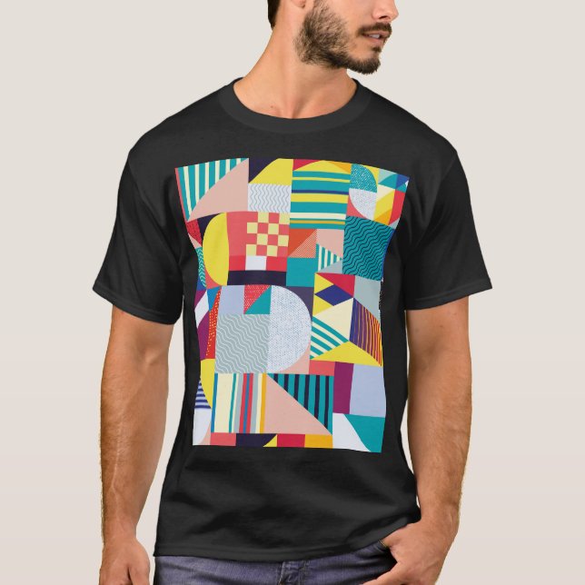 Camiseta Geométrico Decorativo: Padrão de Abstrato de Vinta (Frente)