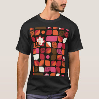 Camiseta Geométrico Folhas Flores Sem Costura