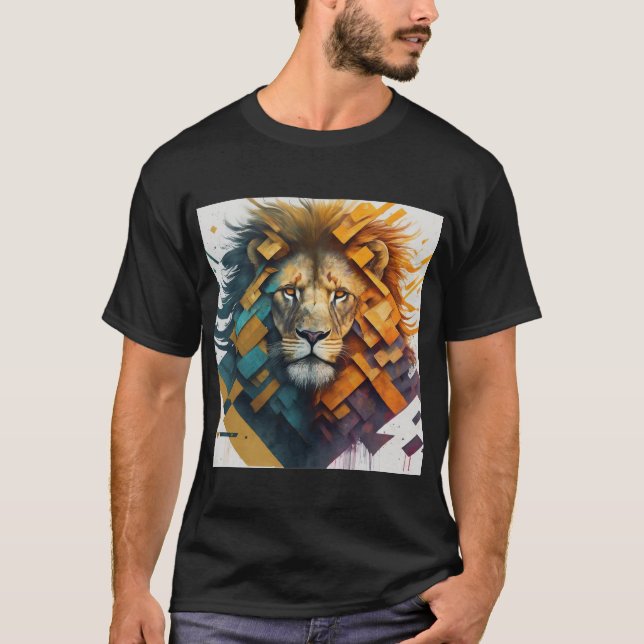 Camiseta "Geométrico Lion Majestade T-Shirt Design" (Frente)