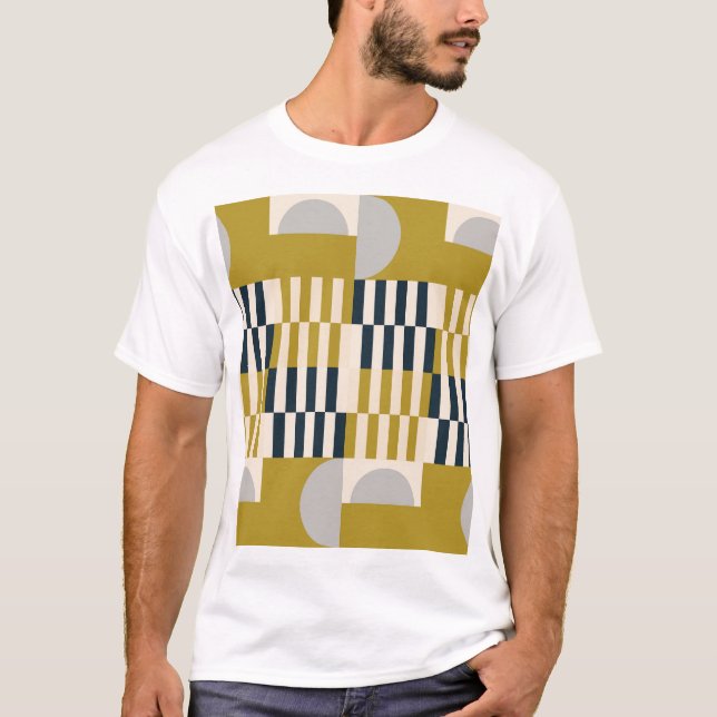 Camiseta Geométrico moderno, padrão retrô escandinavo (Frente)