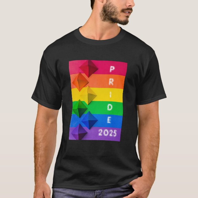 Camiseta Geométrico Origami Rainbow Pride Flag T-shirt (Frente)
