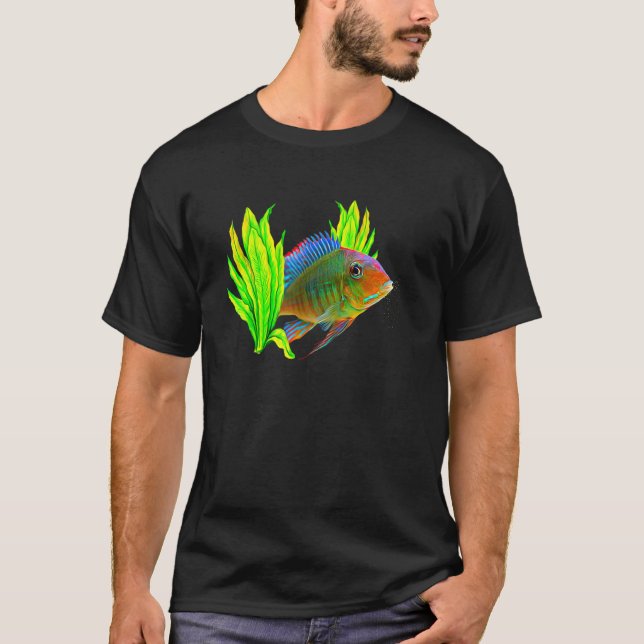 Camiseta Geophagus Eartheater Cichlid Aquarium Kepers Fish (Frente)