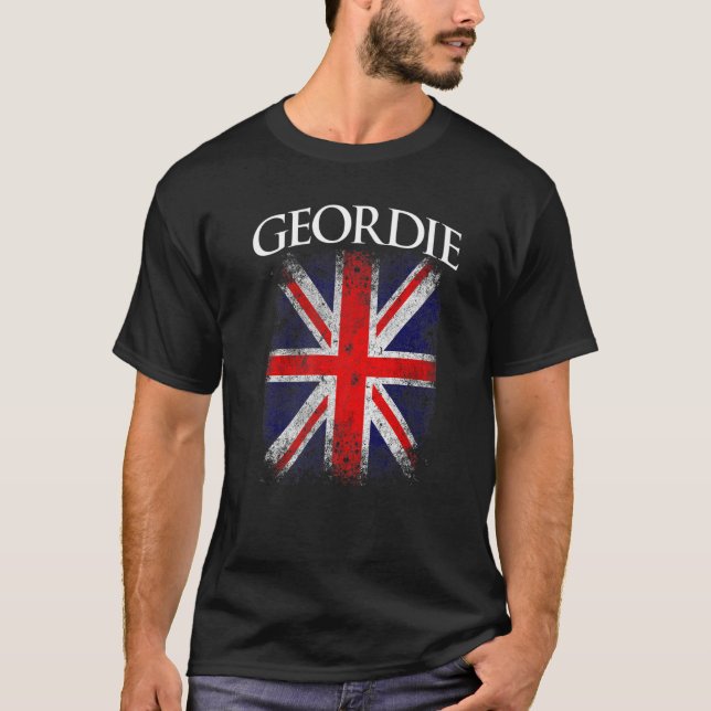 Camiseta Geordie Vintage Retro British Flag Funny (Frente)