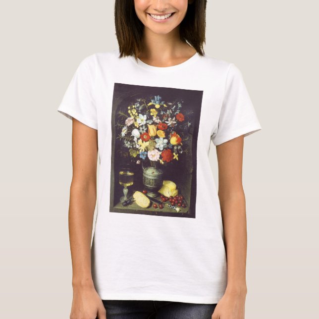 Camiseta Georg Flegel Grande pedaço de flores (em nicho) (Frente)