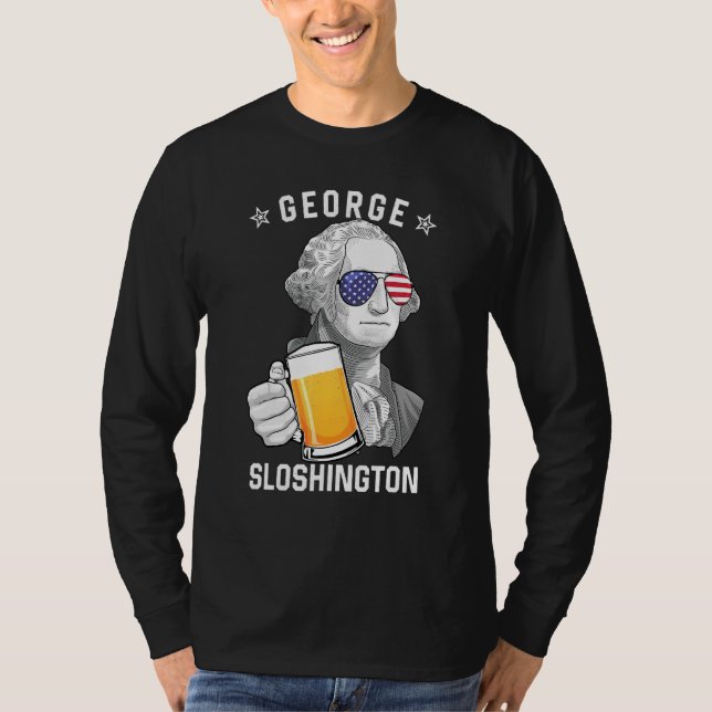 Camiseta George Sloshington Washington Beer 4 De Julho (Frente)