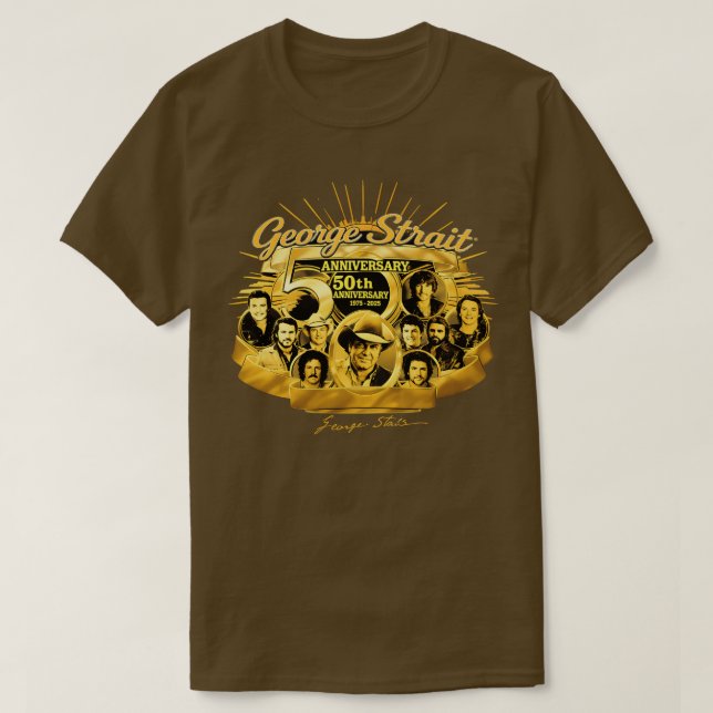 Camiseta George Strait 50º ANIVERSÁRIO 1975 - OBRIGADO Y 20 (Frente do Design)