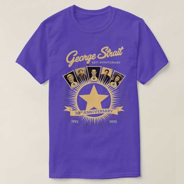 Camiseta George Strait 50º ANIVERSÁRIO 1975 - OBRIGADO Y 20 (Frente do Design)