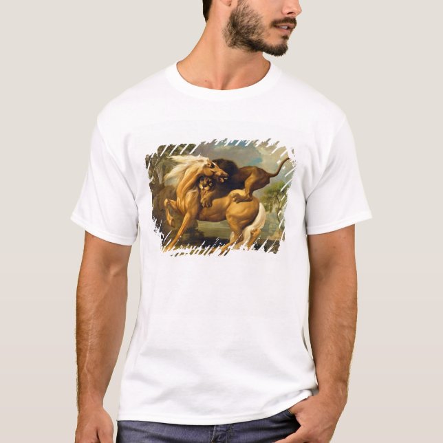 Camiseta George Stubbs| Um Leão Atacando um Cavalo, c.1762  (Frente)