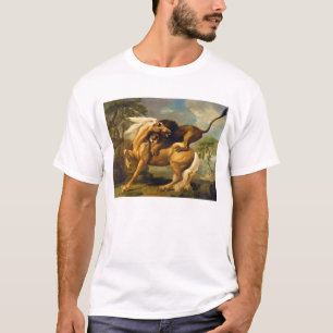 Camiseta George Stubbs um leão que ataca um cavalo,