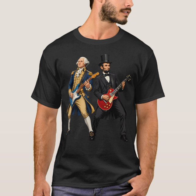 Camiseta George Washington Abraham Lincoln Tocando (Frente)